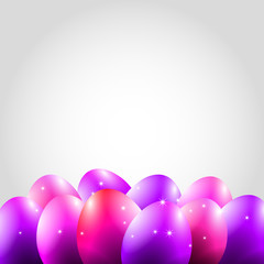 Happy Vector Easter  Background with Purple Eggs