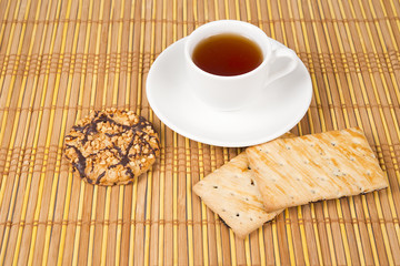 Sweet cookies  on the bamboo mat