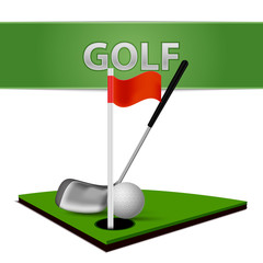 Golf Ball Club and Green Grass Emblem