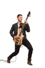 Male guitarist with bass guitar.