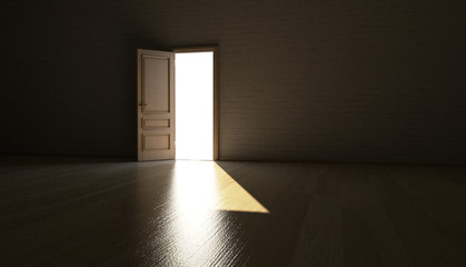 Geöffnete Tür führt ins Licht