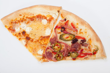 delicious italian pizza isolated over white background