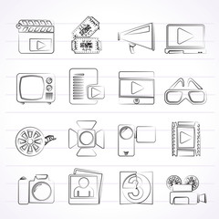 Fototapeta premium Movie and cinema icons -vector icon set
