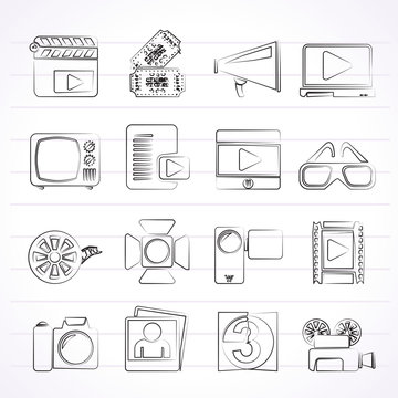 Movie and cinema icons -vector icon set