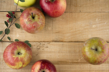 Real Apples, on wooden background