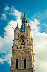 Fototapeta na wymiar Bell tower of the belfry of Ghent Belgium