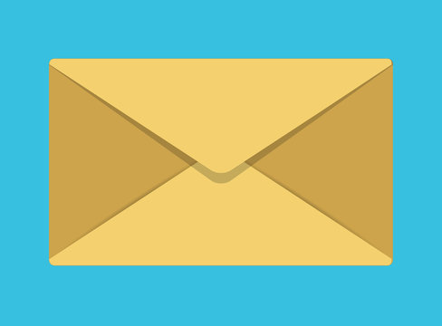 Vector flat envelope icon on blue background.