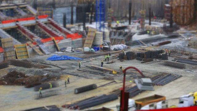 tilt shift  time lapse construction zone (miniature effect)