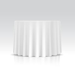 Vector Empty Round Table with Tablecloth