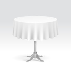 Vector Empty Round Table with Tablecloth