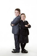 young kid dressed up as a business person