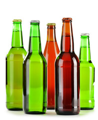 Bottles of beer isolated on white background