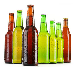 Bottles of beer isolated on white background