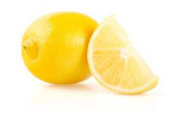 Lemon and Slice Isolated on White Background