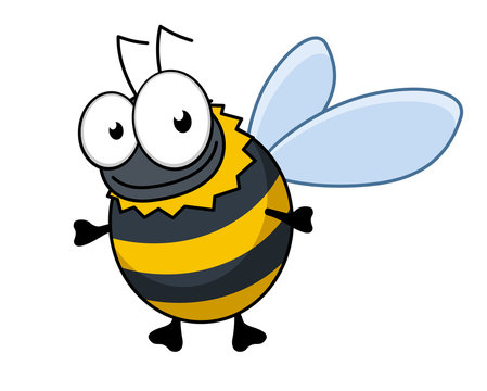 Flying cartoon bumble bee or hornet