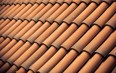 Red tiles roof texture architecture background