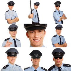 Photo mosaic of young police men