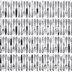 Top View Of Many Knives And Forks