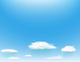 Blue sky with clouds. Vector background.