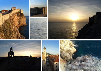 View from Dubrovnik walls, Croatia: collage of photos, postcard