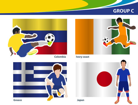 Soccer football players, Brazil 2014 group C Vector illustration