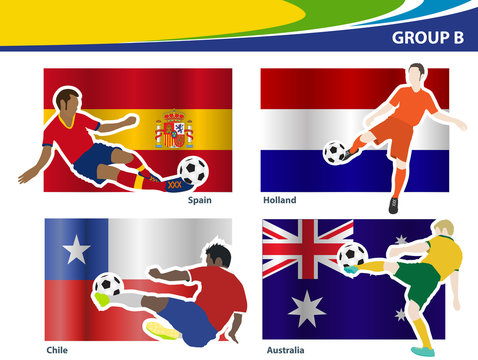 Soccer football players, Brazil 2014 group B Vector illustration