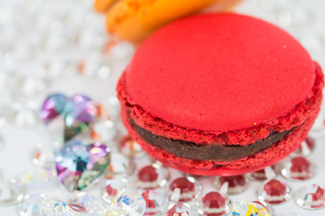 red macaroon on crystals