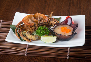 japanese cuisine. crab on the background