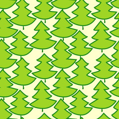 Green summer fir trees forest seamless pattern, vector