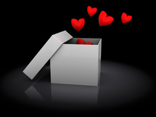 box with hearts
