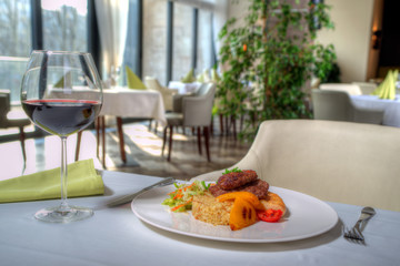 tasty dish with garnish and meat