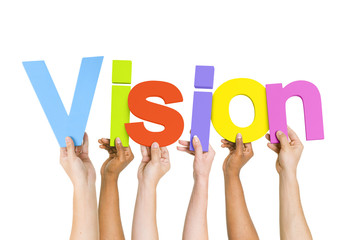 Group of Diverse People Holding The Word Vision