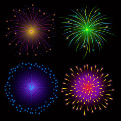 Colorful Fireworks on Dark Background