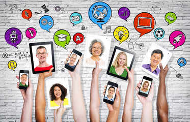 Multiethnic Group of People in Visual Screen