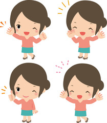 笑顔で声援を送る若い女性