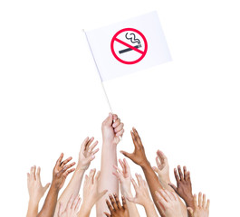 People Holding Flag Against Ciggarettes