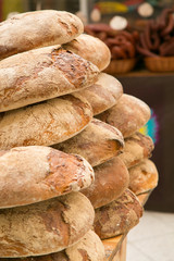 stacked loaves of fresh delicious bread