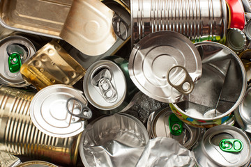 Empty metal cans