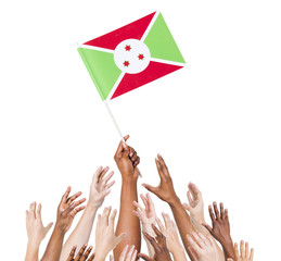 Group Of People Holding The Flag of Burundi