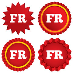 French language sign icon. FR translation.