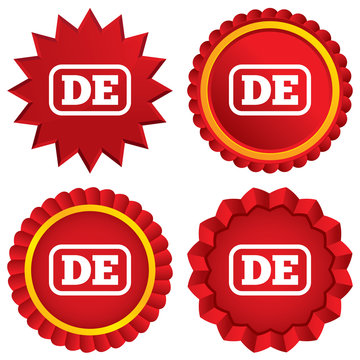 German language sign icon. DE Deutschland.