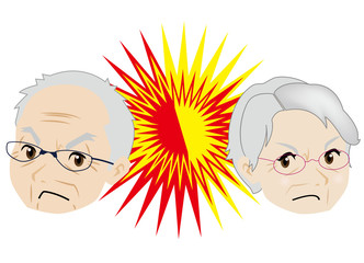 夫婦のにらみ合い(お年寄り)