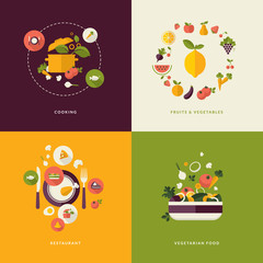 Set of flat design concept icons for food and restaurant