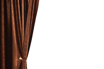 Brown curtain with white space for text
