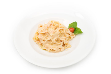 Pasta plate isolated on white