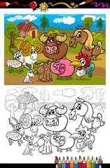 cartoon farm animals for coloring book