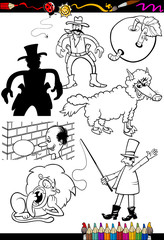 cartoon characters set for coloring book