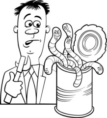 open can of worms saying cartoon