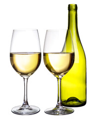 White wine on isolated background