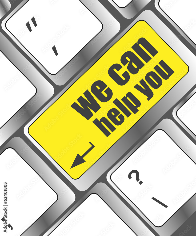 Poster we can help you word on computer keyboard key